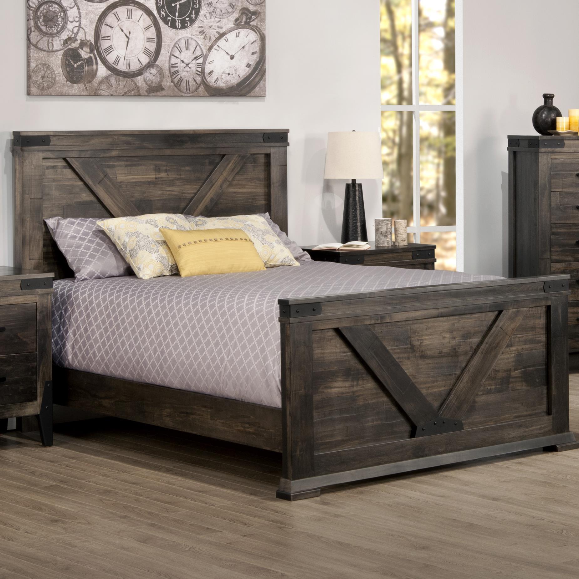 Handstone Chattanooga Queen Bed with Tall Footboard and Metal Accents